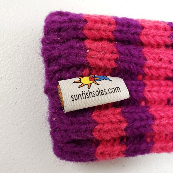 Sunfish The Steeplechase Golf Driver Headcover Knit Pink Purple Pom Pom - Picture 4 of 7